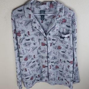 Laura Ashley London theme pajama top gray XL